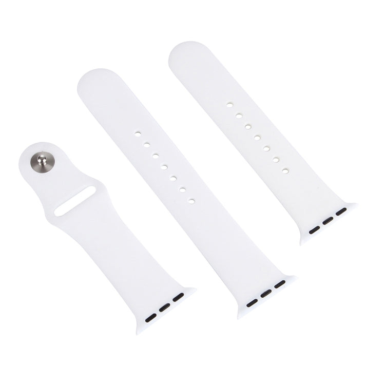 For Apple Watch Series 10 42mm / 9&8&7 41mm / SE 3&SE 2&6&SE&5&4 40mm / 3&2&1 38mm 3 in 1 Rubber Watch Band with Pin Buckle(White) by buy2fix