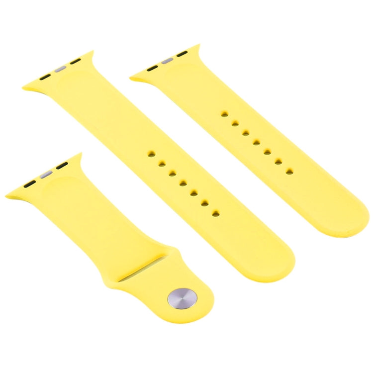 For Apple Watch Series 10 42mm / 9&8&7 41mm / SE 3&SE 2&6&SE&5&4 40mm / 3&2&1 38mm 3 in 1 Rubber Watch Band with Pin Buckle (Shiny Yellow) by buy2fix