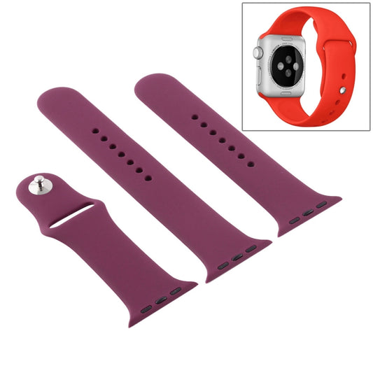 For Apple Watch Ultra 49mm & Watch Ultra 2 49mm / Series 9&8&7 45mm / SE 3&SE 2&6&SE&5&4 44mm / 3&2&1 42mm 3 in 1 Rubber Watch Band with Pin Buckle(Violet) by buy2fix