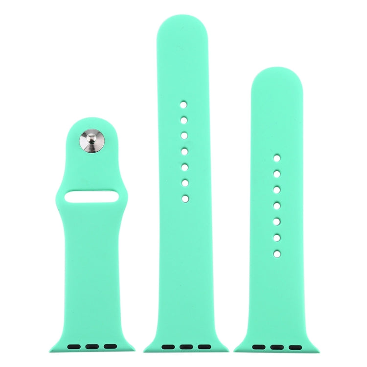 For Apple Watch Ultra 49mm & Watch Ultra 2 49mm / Series 9&8&7 45mm / SE 3&SE 2&6&SE&5&4 44mm / 3&2&1 42mm 3 in 1 Rubber Watch Band with Pin Buckle(Leave Fragrant Green) by buy2fix