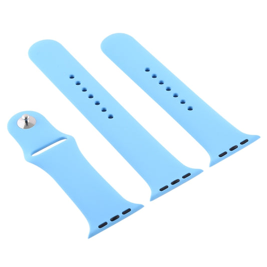 For Apple Watch Ultra 49mm & Watch Ultra 2 49mm / Series 9&8&7 45mm / SE 3&SE 2&6&SE&5&4 44mm / 3&2&1 42mm 3 in 1 Rubber Watch Band with Pin Buckle(Chrysanthemum Blue) by buy2fix