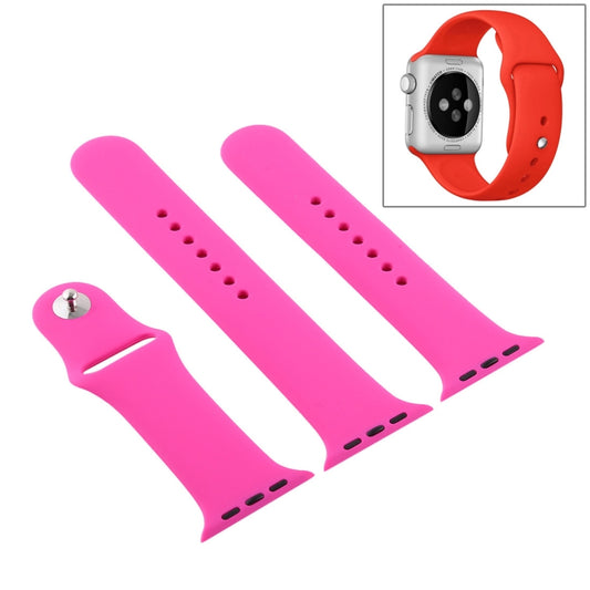 For Apple Watch Ultra 49mm & Watch Ultra 2 49mm / Series 9&8&7 45mm / SE 3&SE 2&6&SE&5&4 44mm / 3&2&1 42mm 3 in 1 Rubber Watch Band with Pin Buckle(Rose Red) by buy2fix