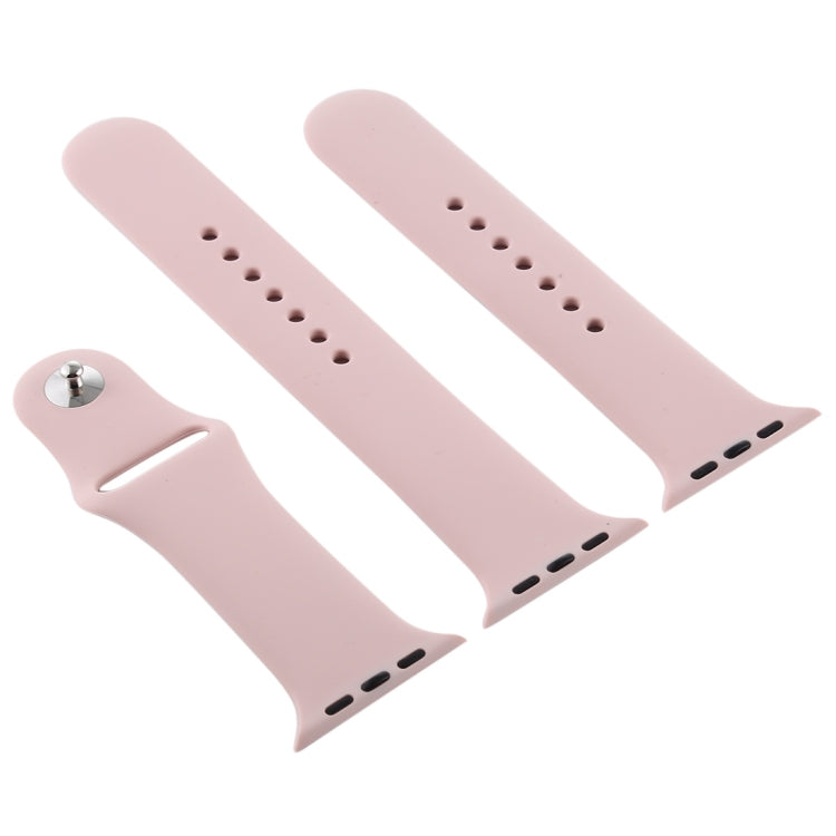 For Apple Watch Ultra 49mm & Watch Ultra 2 49mm / Series 9&8&7 45mm / SE 3&SE 2&6&SE&5&4 44mm / 3&2&1 42mm 3 in 1 Rubber Watch Band with Pin Buckle (Sand Pink) by buy2fix