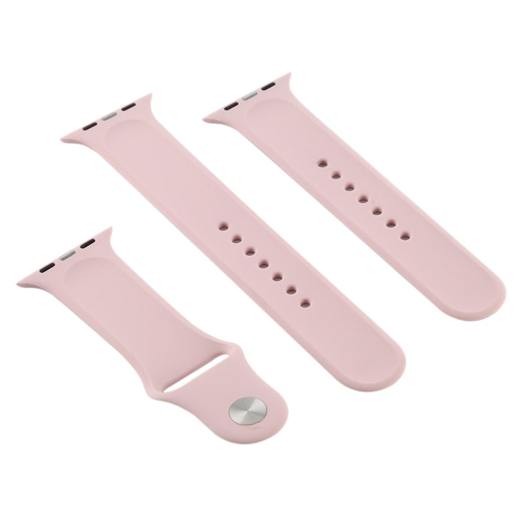 For Apple Watch Ultra 49mm & Watch Ultra 2 49mm / Series 9&8&7 45mm / SE 3&SE 2&6&SE&5&4 44mm / 3&2&1 42mm 3 in 1 Rubber Watch Band with Pin Buckle (Sand Pink) by buy2fix