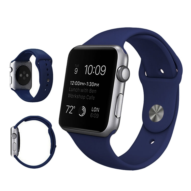 For Apple Watch Ultra 49mm & Watch Ultra 2 49mm / Series 9&8&7 45mm / SE 3&SE 2&6&SE&5&4 44mm / 3&2&1 42mm 3 in 1 Rubber Watch Band with Pin Buckle(Dark Blue) by buy2fix