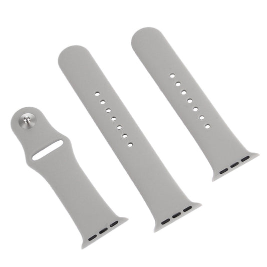 For Apple Watch Ultra 49mm & Watch Ultra 2 49mm / Series 9&8&7 45mm / SE 3&SE 2&6&SE&5&4 44mm / 3&2&1 42mm 3 in 1 Rubber Watch Band with Pin Buckle(Grey) by buy2fix