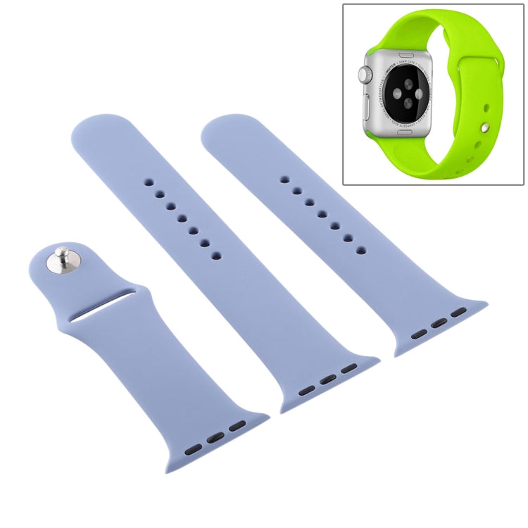 For Apple Watch Ultra 49mm & Watch Ultra 2 49mm / Series 9&8&7 45mm / SE 3&SE 2&6&SE&5&4 44mm / 3&2&1 42mm 3 in 1 Rubber Watch Band with Pin Buckle(Lavender Grey) by buy2fix