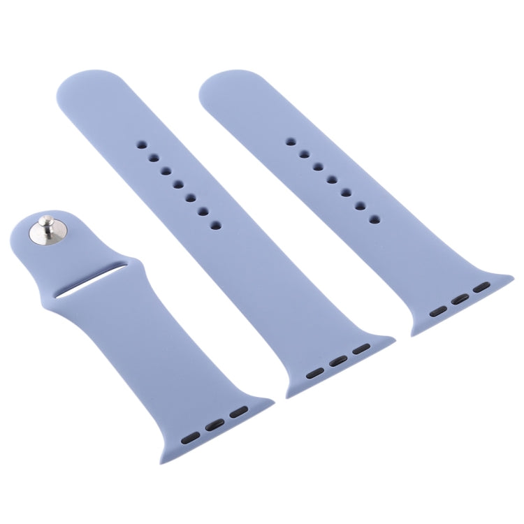 For Apple Watch Ultra 49mm & Watch Ultra 2 49mm / Series 9&8&7 45mm / SE 3&SE 2&6&SE&5&4 44mm / 3&2&1 42mm 3 in 1 Rubber Watch Band with Pin Buckle(Lavender Grey) by buy2fix