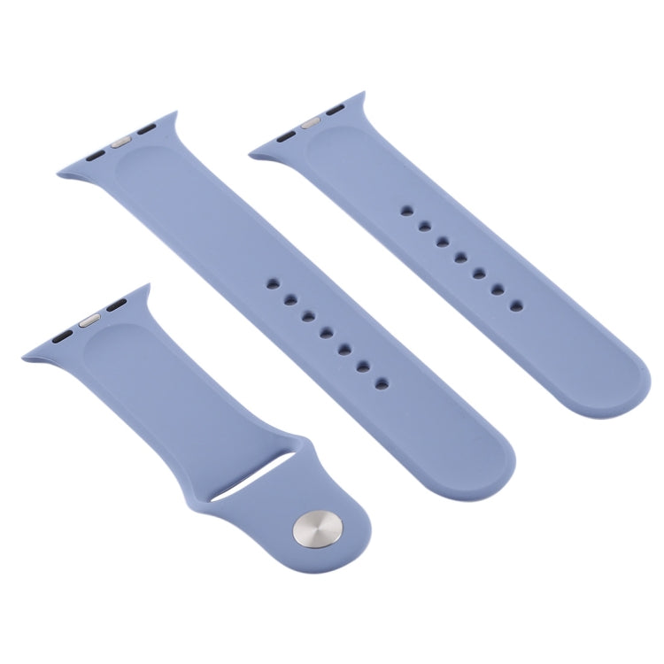 For Apple Watch Ultra 49mm & Watch Ultra 2 49mm / Series 9&8&7 45mm / SE 3&SE 2&6&SE&5&4 44mm / 3&2&1 42mm 3 in 1 Rubber Watch Band with Pin Buckle(Lavender Grey) by buy2fix