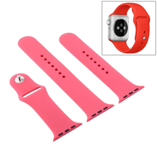 For Apple Watch Ultra 49mm & Watch Ultra 2 49mm / Series 9&8&7 45mm / SE 3&SE 2&6&SE&5&4 44mm / 3&2&1 42mm 3 in 1 Rubber Watch Band with Pin Buckle(Hibiscus Pink) by buy2fix