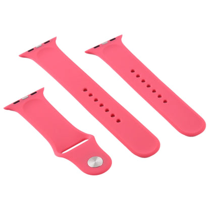 For Apple Watch Ultra 49mm & Watch Ultra 2 49mm / Series 9&8&7 45mm / SE 3&SE 2&6&SE&5&4 44mm / 3&2&1 42mm 3 in 1 Rubber Watch Band with Pin Buckle(Hibiscus Pink) by buy2fix
