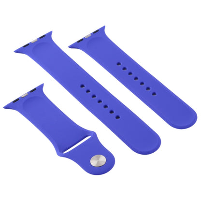 For Apple Watch Ultra 49mm & Watch Ultra 2 49mm / Series 9&8&7 45mm / SE 3&SE 2&6&SE&5&4 44mm / 3&2&1 42mm 3 in 1 Rubber Watch Band with Pin Buckle(Deep Royal Blue) by buy2fix