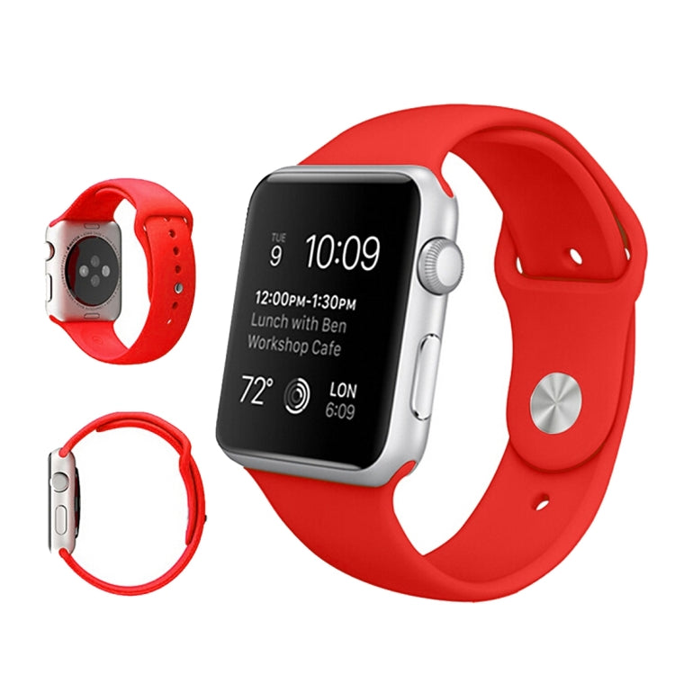 For Apple Watch Ultra 49mm & Watch Ultra 2 49mm / Series 9&8&7 45mm / SE 3&SE 2&6&SE&5&4 44mm / 3&2&1 42mm 3 in 1 Rubber Watch Band with Pin Buckle(Red) by buy2fix
