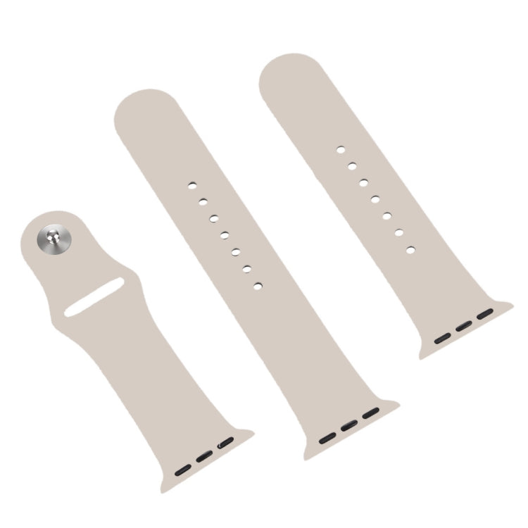 For Apple Watch Ultra 49mm & Watch Ultra 2 49mm / Series 9&8&7 45mm / SE 3&SE 2&6&SE&5&4 44mm / 3&2&1 42mm 3 in 1 Rubber Watch Band with Pin Buckle (Starlight) by buy2fix