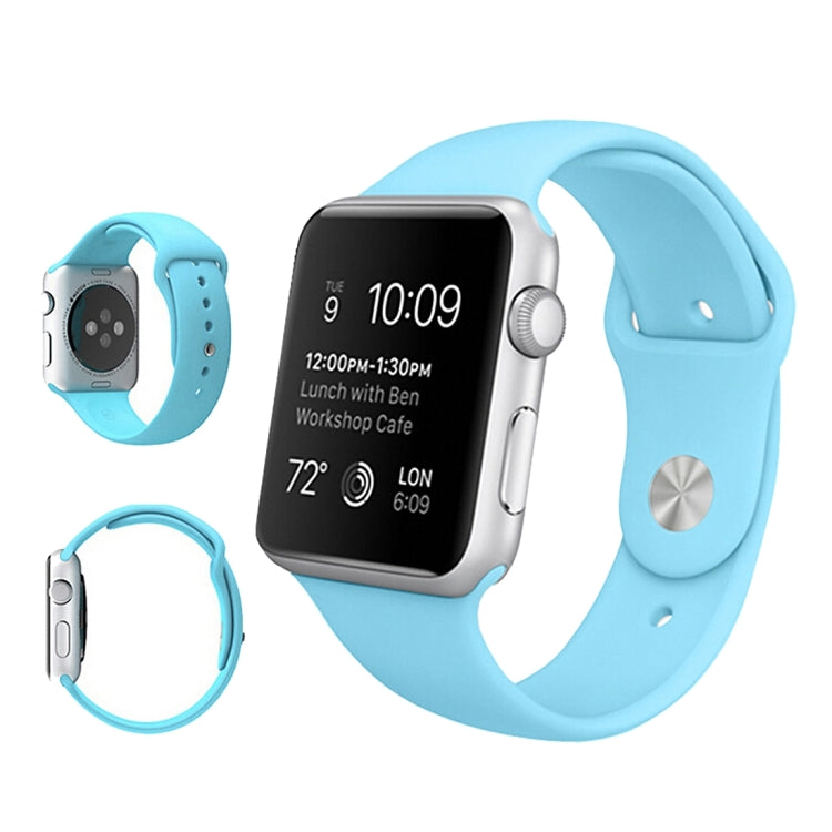 For Apple Watch Ultra 49mm & Watch Ultra 2 49mm / Series 9&8&7 45mm / SE 3&SE 2&6&SE&5&4 44mm / 3&2&1 42mm 3 in 1 Rubber Watch Band with Pin Buckle(Baby Blue) by buy2fix
