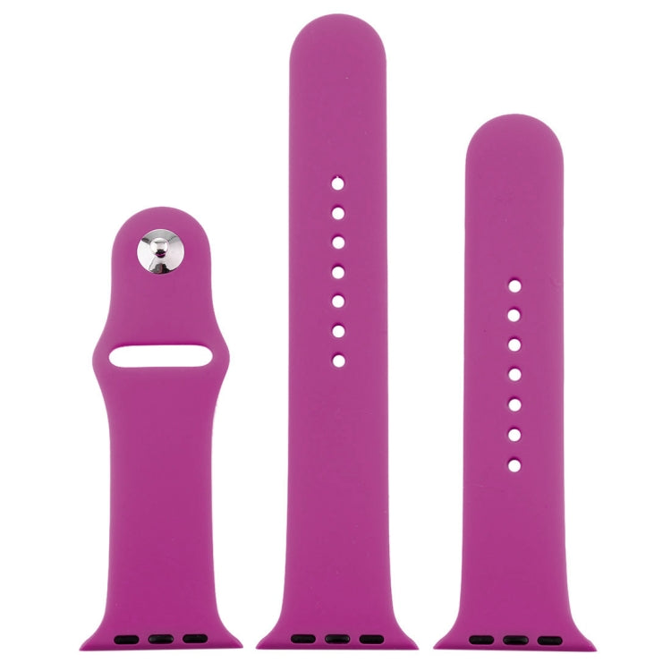 For Apple Watch Ultra 49mm & Watch Ultra 2 49mm / Series 9&8&7 45mm / SE 3&SE 2&6&SE&5&4 44mm / 3&2&1 42mm 3 in 1 Rubber Watch Band with Pin Buckle (Dragon Fruit) by buy2fix