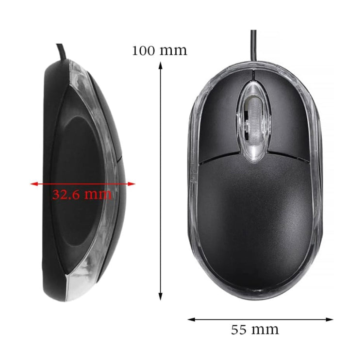 1000dpi Colorful Light USB Scroll Wheel Optical Mouse(Black) - Wired Mice by buy2fix | Online Shopping UK | buy2fix