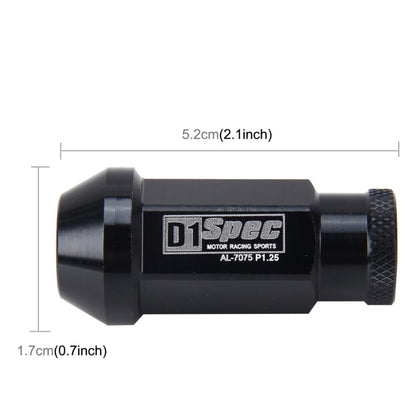 D1 Spec P1.5 M12x1.25 Racing Wheel Nut, Length: 50mm(Black) - Nuts & Bolts by buy2fix | Online Shopping UK | buy2fix