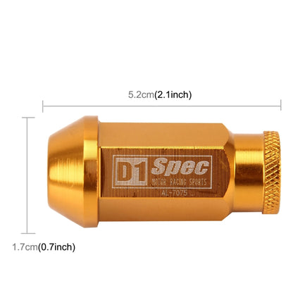 D1 Spec P1.5 M12x1.25 Racing Wheel Nut, Length: 50mm(Gold) - Nuts & Bolts by buy2fix | Online Shopping UK | buy2fix