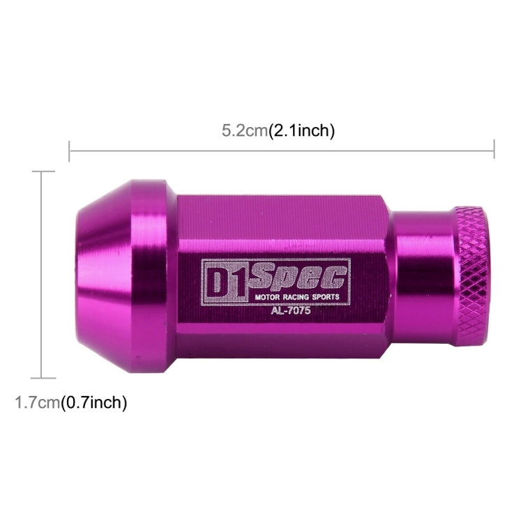 D1 Spec P1.5 M12x1.25 Racing Wheel Nut, Length: 50mm(Purple) - Nuts & Bolts by buy2fix | Online Shopping UK | buy2fix