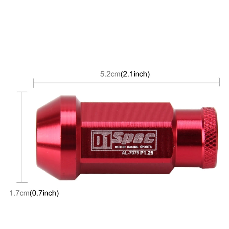 D1 Spec P1.5 M12x1.25 Racing Wheel Nut, Length: 50mm(Red) by buy2fix