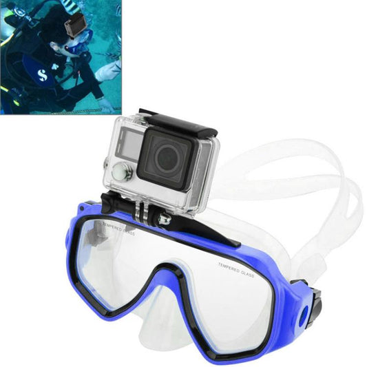 Water Sports Diving Equipment Diving Mask Swimming Glasses with Mount for GoPro, Insta360, DJI and Other Action Cameras(Blue) - Diving Mask by buy2fix | Online Shopping UK | buy2fix