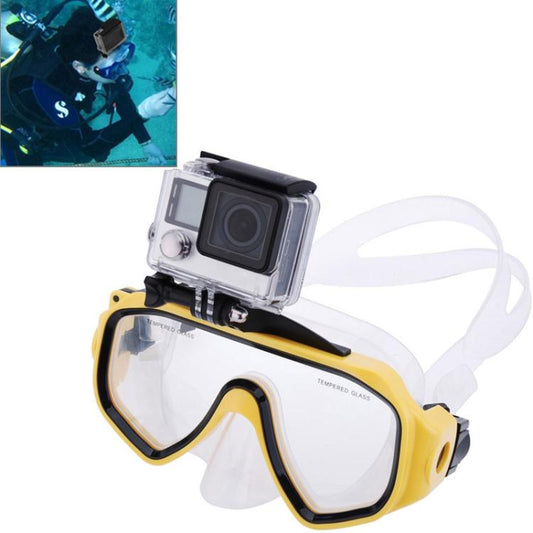 Water Sports Diving Equipment Diving Mask Swimming Glasses with Mount for GoPro, Insta360, DJI and Other Action Cameras(Yellow) - Diving Mask by buy2fix | Online Shopping UK | buy2fix