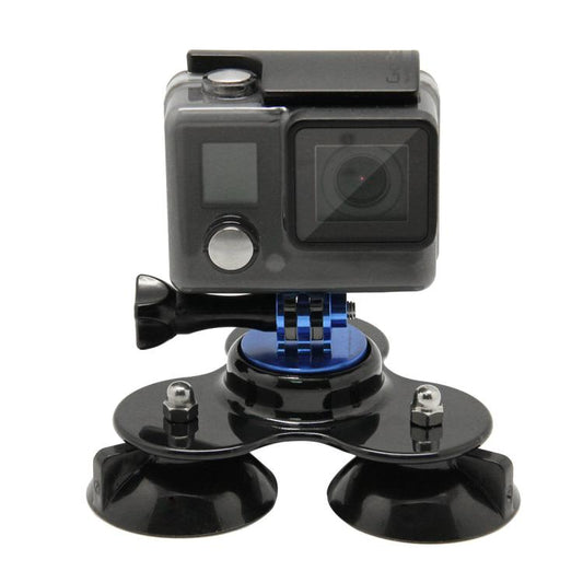 Triangle Direction Suction Cup Mount with Tripod Mount + Handle Screw for GoPro, Insta360, DJI and Other Action Cameras(Dark Blue) - Holder by buy2fix | Online Shopping UK | buy2fix