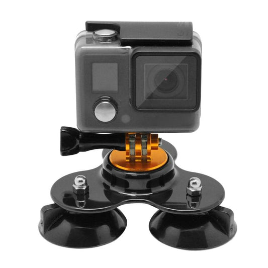 Triangle Direction Suction Cup Mount with Tripod Mount + Handle Screw for GoPro, Insta360, DJI and Other Action Cameras(Gold) - Holder by buy2fix | Online Shopping UK | buy2fix