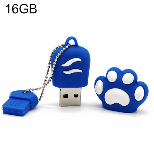 16GB Bear Paw Shaped Silicone USB 2.0 Flash Disk with Anti Dust Cup(Blue) by buy2fix