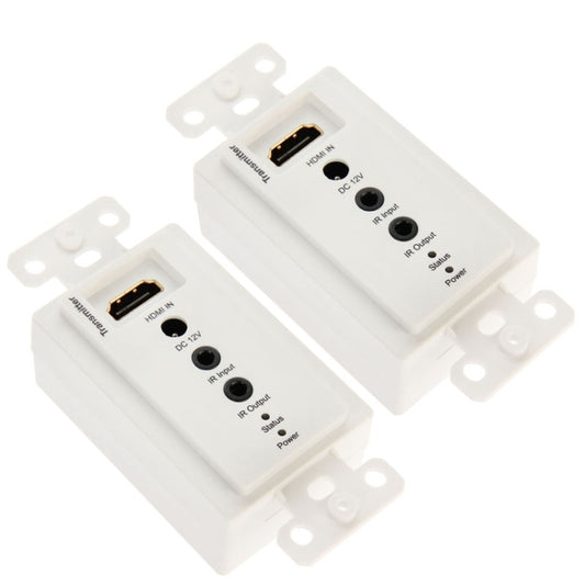 HDMI Single Cat5e / 6 50 Meters Wall Plate Extender, EU Plug (White) - Amplifier by buy2fix | Online Shopping UK | buy2fix