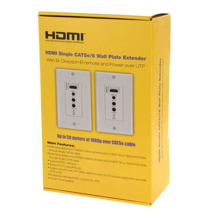 HDMI Single Cat5e / 6 50 Meters Wall Plate Extender, EU Plug (White) - Amplifier by buy2fix | Online Shopping UK | buy2fix