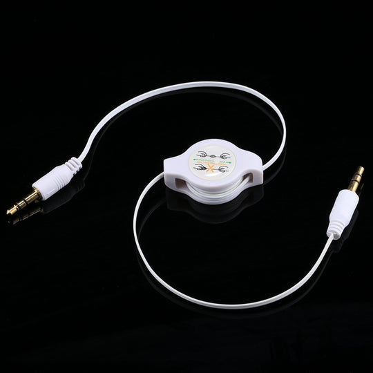 Aux Audio Cable 3.5mm Male to Male Retractable Cord, Compatible with Phones, Tablets, Headphones, MP3 Player, Car/Home Stereo & More, Length: 11cm  to 80cm(White)