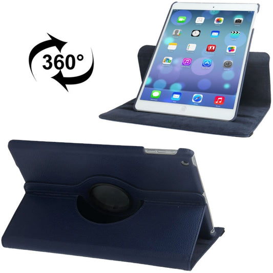 Litchi Texture 360 Degrees Rotation Leather Tablet Case with Holder for iPad Air / Air 2 / iPad 9.7 2017 / iPad 9.7 2018(Dark Blue) - iPad 9.7 (2018) & (2017) Cases by buy2fix | Online Shopping UK | buy2fix