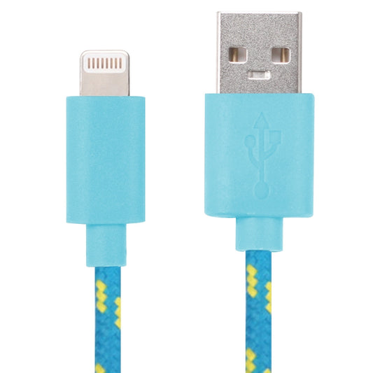 1m Nylon Netting USB Data Transfer Charging Cable For iPhone, iPad, Compatible with up to iOS 15.5(Blue) by buy2fix