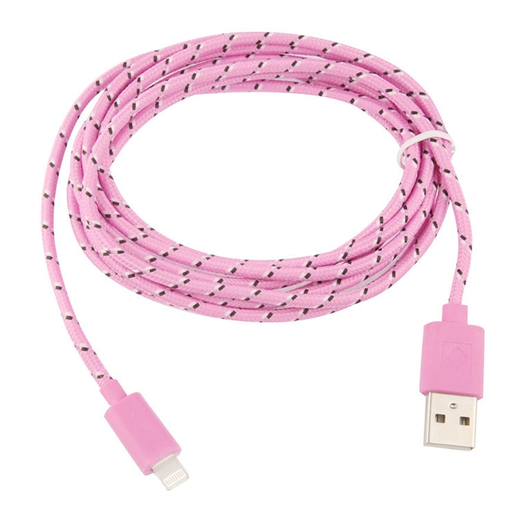 1m Nylon Netting USB Data Transfer Charging Cable For iPhone, iPad, Compatible with up to iOS 15.5(Pink) by buy2fix