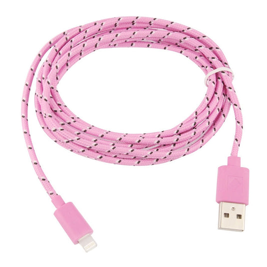 1m Nylon Netting USB Data Transfer Charging Cable For iPhone, iPad, Compatible with up to iOS 15.5(Pink) by buy2fix