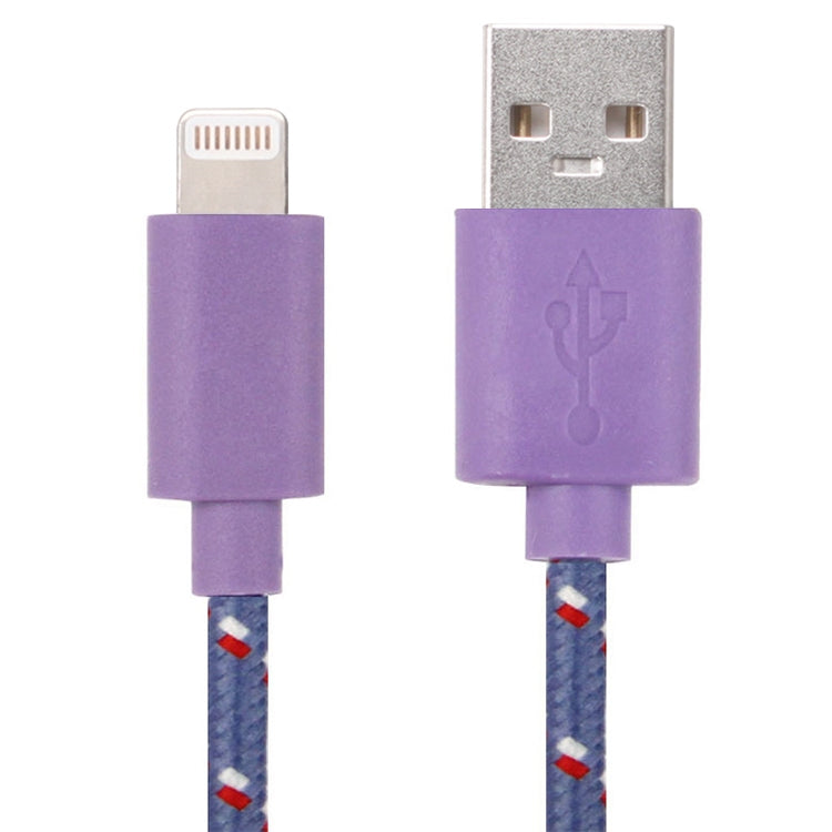 1m Nylon Netting USB Data Transfer Charging Cable For iPhone, iPad, Compatible with up to iOS 15.5(Purple) by buy2fix
