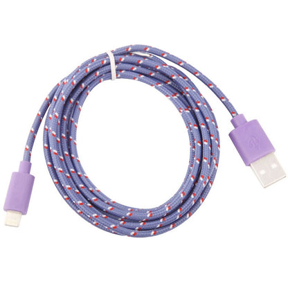 1m Nylon Netting USB Data Transfer Charging Cable For iPhone, iPad, Compatible with up to iOS 15.5(Purple) by buy2fix