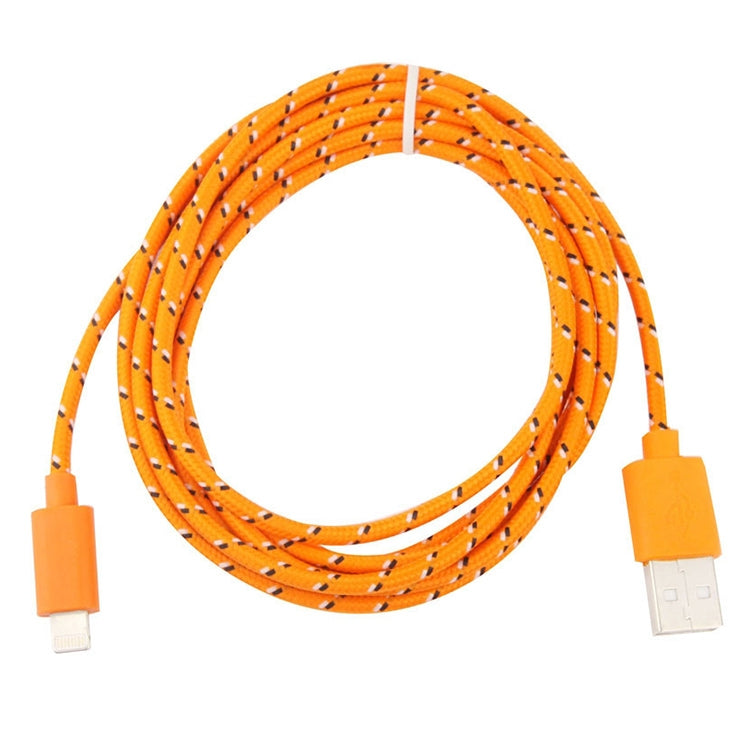 1m Nylon Netting USB Data Transfer Charging Cable For iPhone, iPad, Compatible with up to iOS 15.5(Orange) by buy2fix