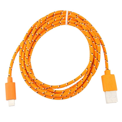 1m Nylon Netting USB Data Transfer Charging Cable For iPhone, iPad, Compatible with up to iOS 15.5(Orange) by buy2fix