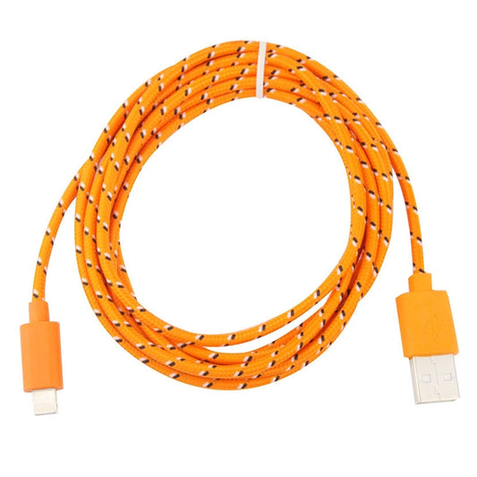 1m Nylon Netting USB Data Transfer Charging Cable For iPhone, iPad, Compatible with up to iOS 15.5(Orange) by buy2fix