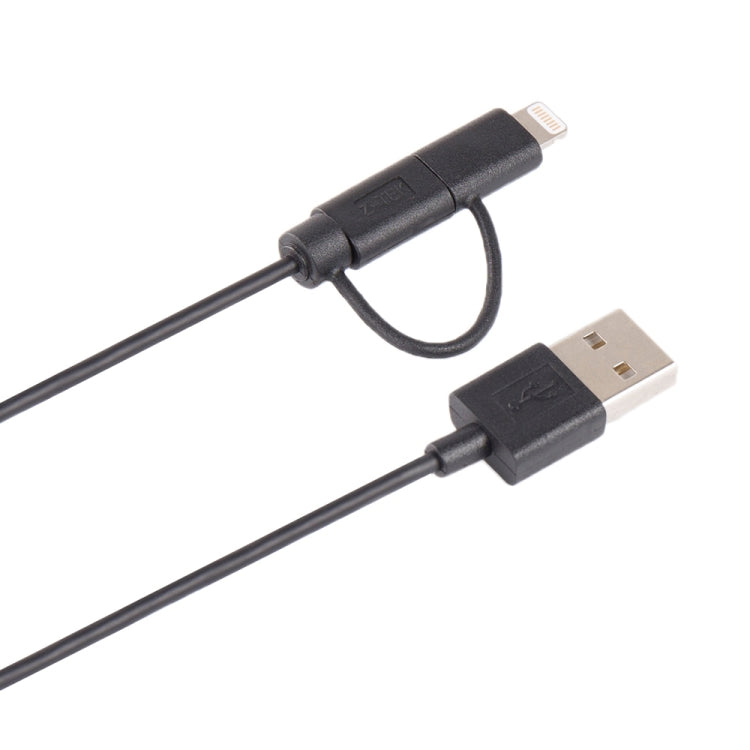 1m MFI 2 in 1 8 pin + Micro USB 2.0 Male to USB Data Sync Charging Cable(Black) by buy2fix
