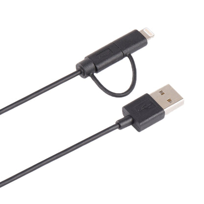 1m MFI 2 in 1 8 pin + Micro USB 2.0 Male to USB Data Sync Charging Cable(Black) by buy2fix
