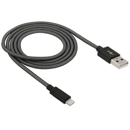 Net Style Metal Head 8 Pin to USB Data / Charger Cable, Cable Length: 1m(Black) by buy2fix