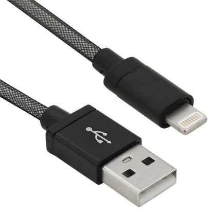 Net Style Metal Head 8 Pin to USB Data / Charger Cable, Cable Length: 1m(Black) by buy2fix