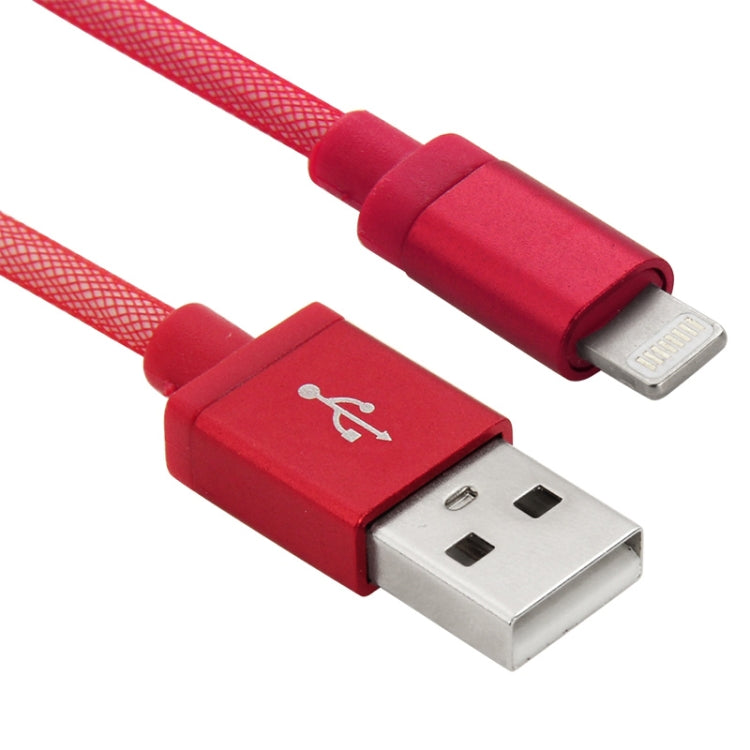 Net Style Metal Head 8 Pin to USB Data / Charger Cable, Cable Length: 1m(Red) by buy2fix