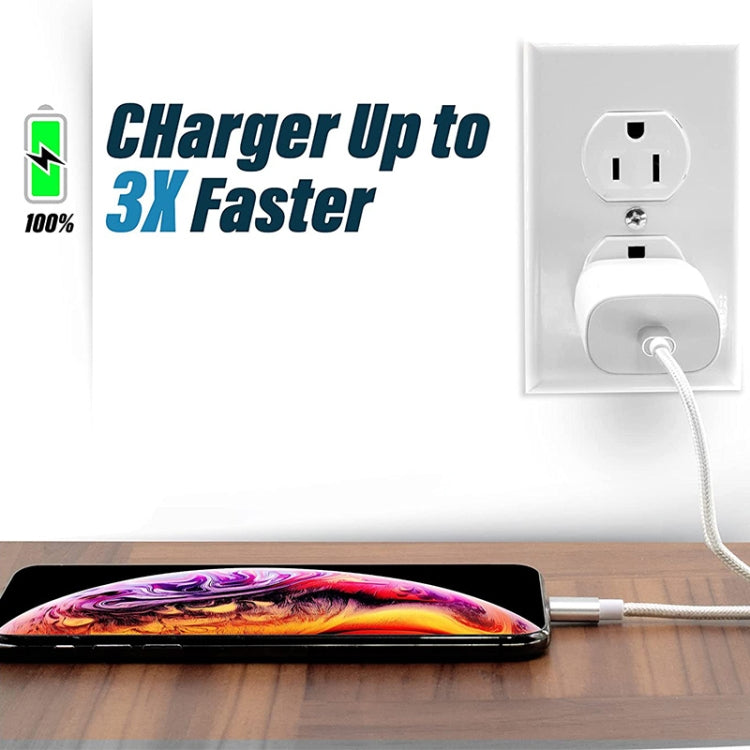 Net Style Metal Head USB to 8 Pin Data / Charger Cable, Cable Length: 25cm(Purple) by buy2fix