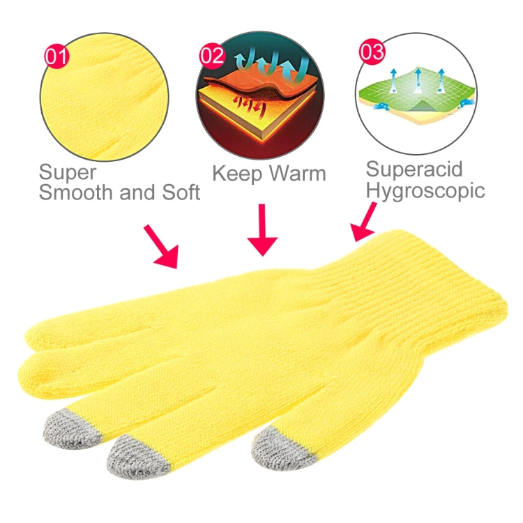 Three Fingers Touch Screen Winter Warm Touch Gloves, Size: 21*13cm, For iPhone, Galaxy, Huawei, Xiaomi, HTC, Sony, LG and other Touch Screen Devices(Yellow) - Touch Gloves by buy2fix | Online Shopping UK | buy2fix
