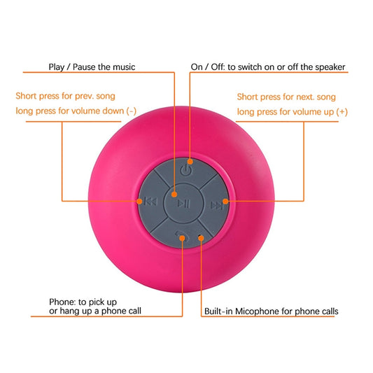 BTS-06 Mini Waterproof IPX4 Bluetooth V2.1 Speaker, Support Handfree Function(Magenta) - Waterproof Speaker by buy2fix | Online Shopping UK | buy2fix